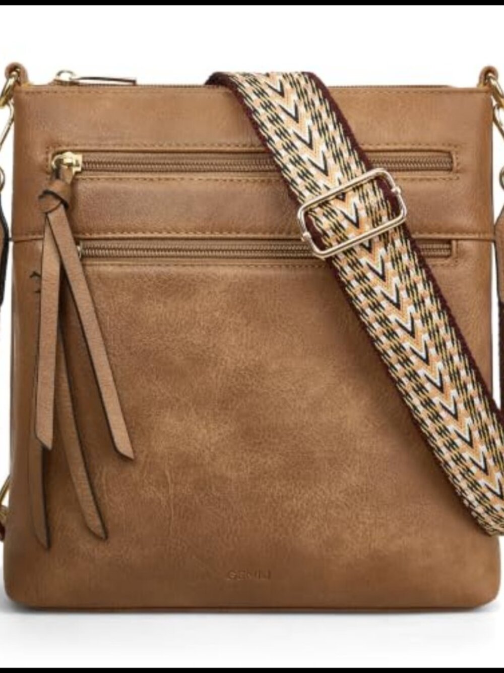 Vegan PU Leather Crossbody Bag Multi Pocket Adjustable Strap Women Travel Purse